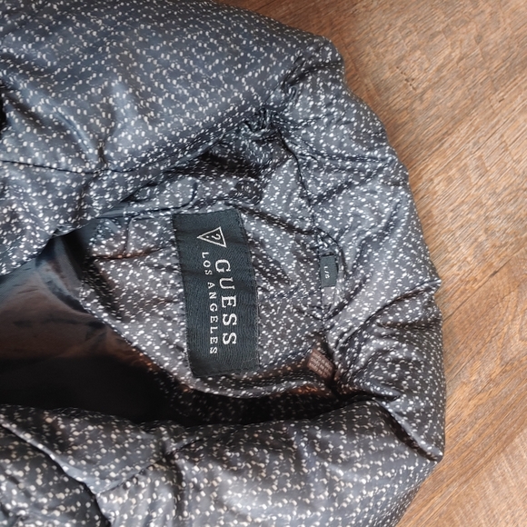 Guess Quilted Puffer Jacket full zip women's Size L Black with white pattern - Picture 5 of 16